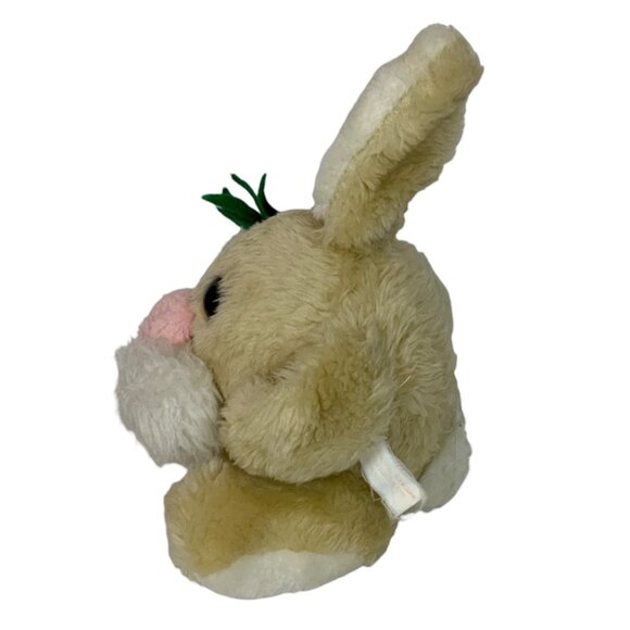 Vintage Dan-Dee 1975 Plush Bunny Holding Carrot Beige White Stuffed Animal Toy - Picture 4 of 7
